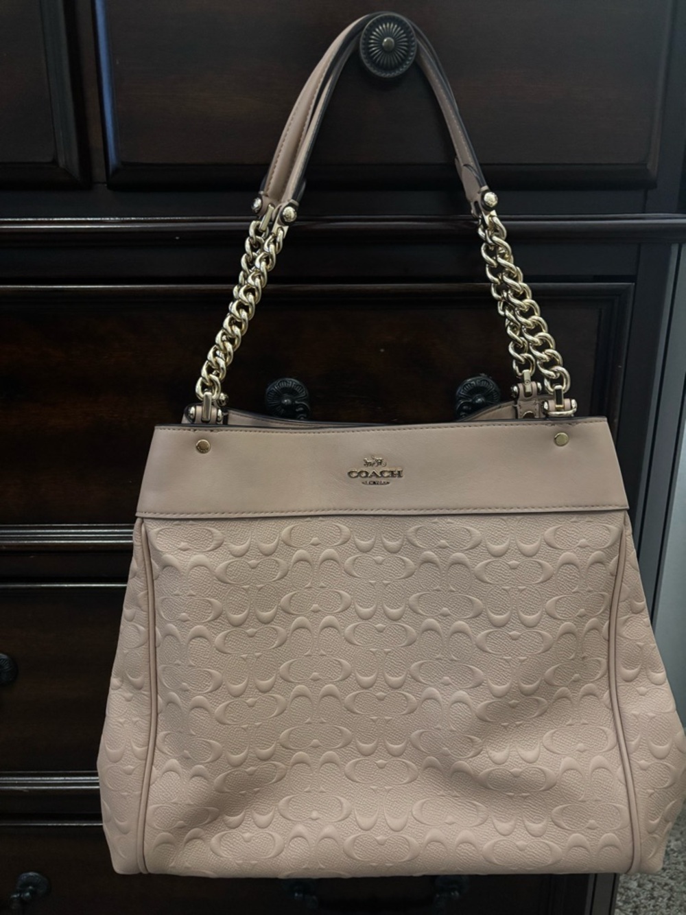 Coach Pink Signature Chain-Handle Shoulder Bag